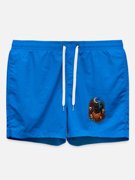 Gothic Black Cat Halloween Kürbis - Badeshorts - Cobalt blue