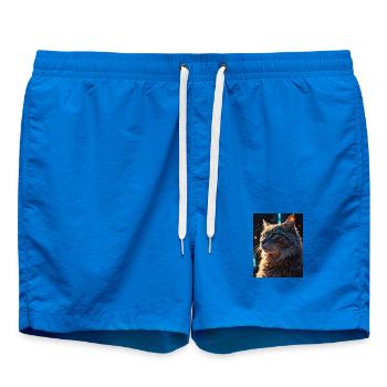 Sternenpfote: Neon-Katze im Licht - Badeshorts - Cobalt blue - Vorne - AI Model Male 185 light (185cm)