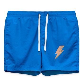 Symbole de foudre en 3D orange chaud - Short de bain - cobalt blue - Devant - AI Model Male 185 light (185cm)