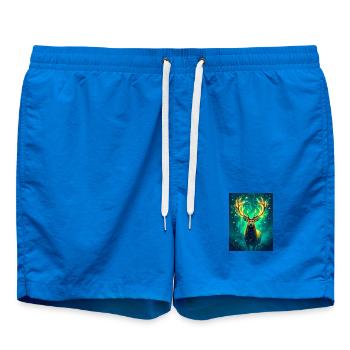 Cerf radieux brillant d’or, de vert et de turquoi - Short de bain - cobalt blue - Devant - AI Model Male 185 light (185cm)