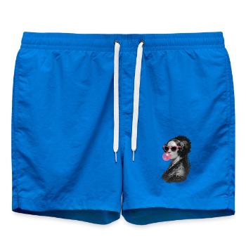 Ada Lovelace with pink sunglasses and bubblegum - Swim Trunks - cobalt blue - Front