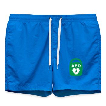 AED Heart Emergency Medical Icon - Swim Trunks - cobalt blue - Front - AI Model Male 185 light (185cm)