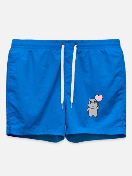 Süßes Nilpferd Herz Ballon Liebe - Badeshorts - Cobalt blue