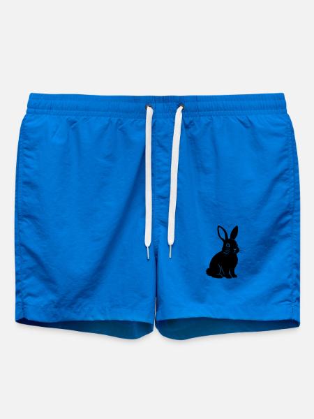 Bunny Rabbit Silhouette Black Vector - Swim Trunks - cobalt blue