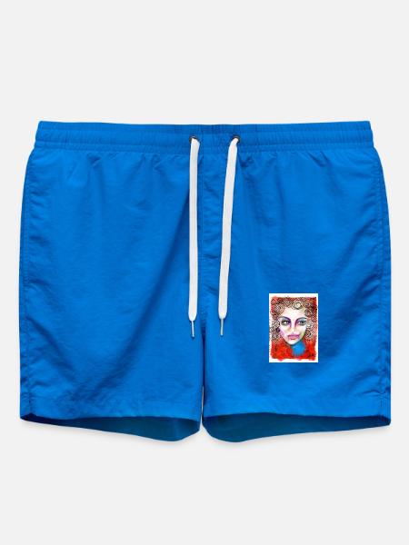 Buntes Pop-Art Frauenporträt - Badeshorts - Cobalt blue