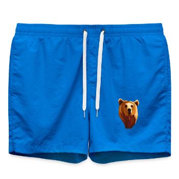 Ours géométrique low poly - Short de bain - cobalt blue - Devant - AI Model Male 185 light (185cm)