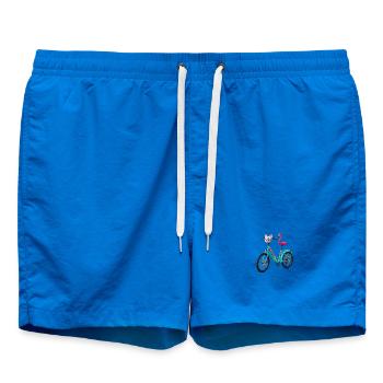 Fantasy-Fahrrad: Katze & Flamingo Traumvelo - Badeshorts - Cobalt blue - Vorne - AI Model Male 185 light (185cm)