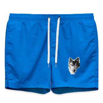 Grauer Wolf in Form eines Pixel Classic T-Shirts - Badeshorts - Cobalt blue - Vorne - AI Model Male 185 light (185cm)