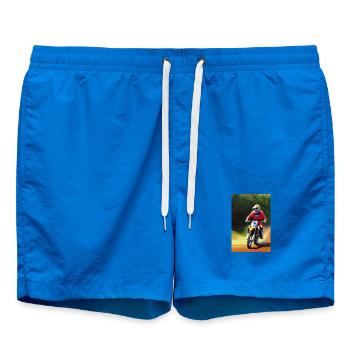 Motocross Riding - Swim Trunks - cobalt blue - Front - AI Model Male 185 light (185cm)