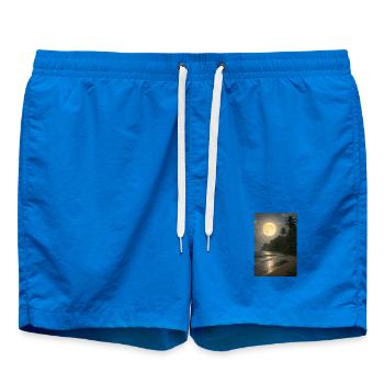 Moonlight over tropical beach - Swim Trunks - cobalt blue - Front - AI Model Male 185 light (185cm)