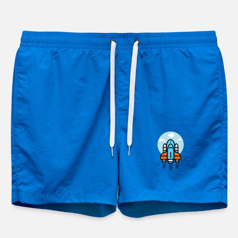 Futuristic Spacecraft Illustration - Swim Trunks - cobalt blue