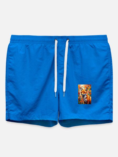 Fox flowers abstract fox lover gift - Swim Trunks - cobalt blue