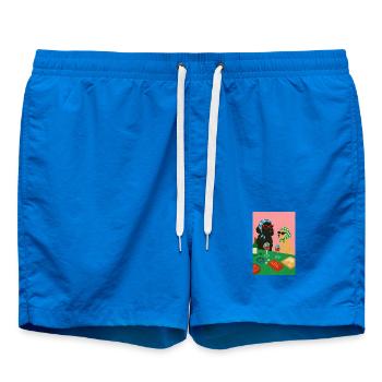 Chiens stylés au bar à vin cartoon - Short de bain - cobalt blue - Devant - AI Model Male 185 light (185cm)