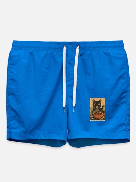 Katzennudelschüssel in den Wellen des Meeres, Katzen - Badeshorts - Cobalt blue