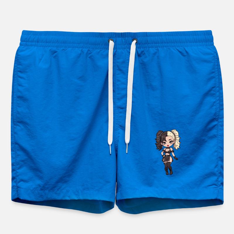Gotische Chibi-Diva mit zweifarbigem Haar - Badeshorts - Cobalt blue