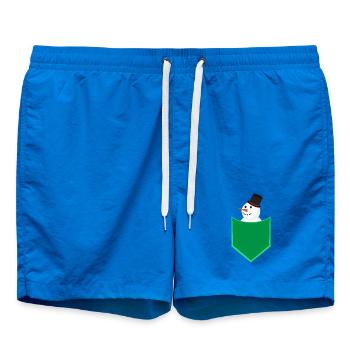 Snowman in Pocket Cute Winter Holiday Design - Badeshorts - Cobalt blue - Vorne