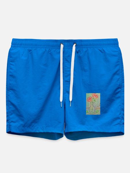 Zwei rote Rosen in einer Vase - Badeshorts - Cobalt blue