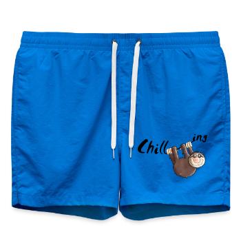 "Chillen" - Faultier - Faulenzen - Cartoon - Badeshorts - Cobalt blue - Vorne