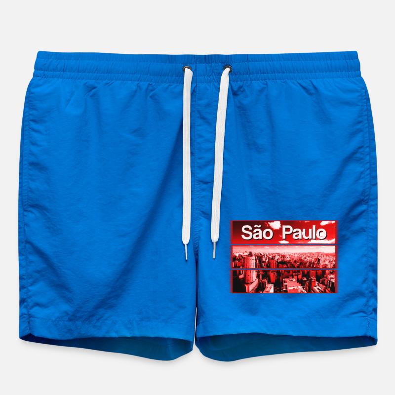 Rote Stadtsilhouette São Paulo - Badeshorts - Cobalt blue