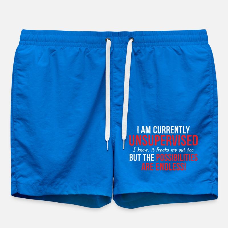 I Am Currently Unsupervised - Swim Trunks - cobalt blue