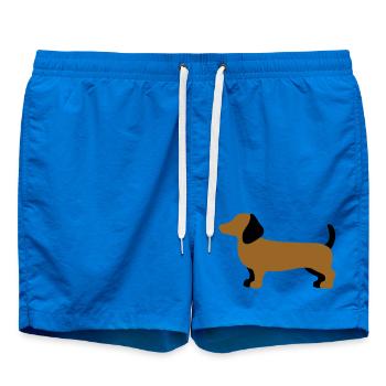 Dachshund Silhouette – Minimalist Dog Design - Swim Trunks - cobalt blue - Front