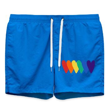 Rainbow Hearts Pattern - Swim Trunks - cobalt blue - Front