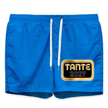 TANTE 2027, BABY ANKÜNDIGUNG - Badeshorts - Cobalt blue - Vorne - AI Model Male 185 light (185cm)