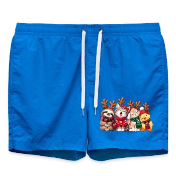 Süße Weihnachtstiere mit Rentiergeweih - Badeshorts - Cobalt blue - Vorne - AI Model Male 185 light (185cm)