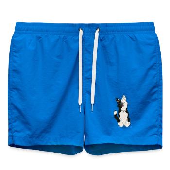 Cute Border Collie - Swim Trunks - cobalt blue - Front