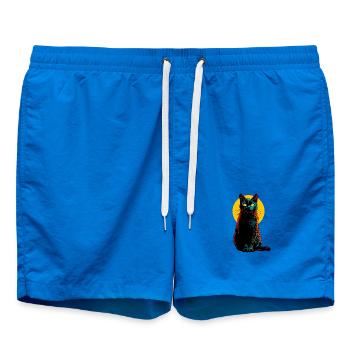 Urban Neon Cat (Bunte Pop-Art Katze) - Badeshorts - Cobalt blue - Vorne - AI Model Male 185 light (185cm)