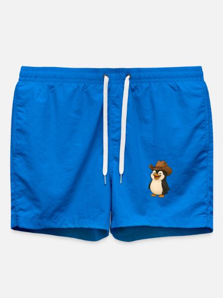 Süßer Pinguin Texas Cowboy Hut Lustig USA - Badeshorts - Cobalt blue