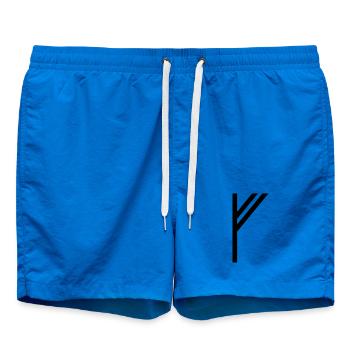 Fehu Rune Schwarz – Wikinger Futhark Nordisch - Badeshorts - Cobalt blue - Vorne - AI Model Male 185 light (185cm)