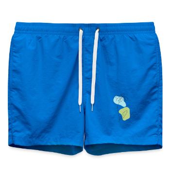 Lineart Daisies with Pastel Shapes - Swim Trunks - cobalt blue - Front - AI Model Male 185 light (185cm)