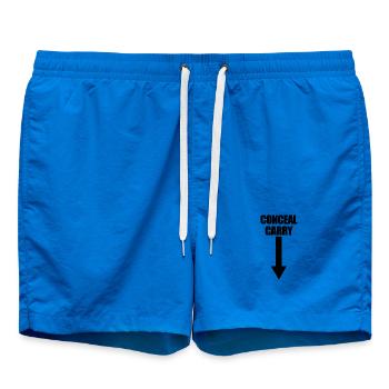 Lustige Witze über das verdeckte Tragen von Waffen - Badeshorts - Cobalt blue - Vorne - AI Model Male 185 light (185cm)