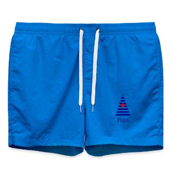 PAPA. VATERTAG. FROHER VATERTAG. ALLES GUTE ZUM GEBURTSTAG. - Badeshorts - Cobalt blue - Vorne - AI Model Male 185 light (185cm)