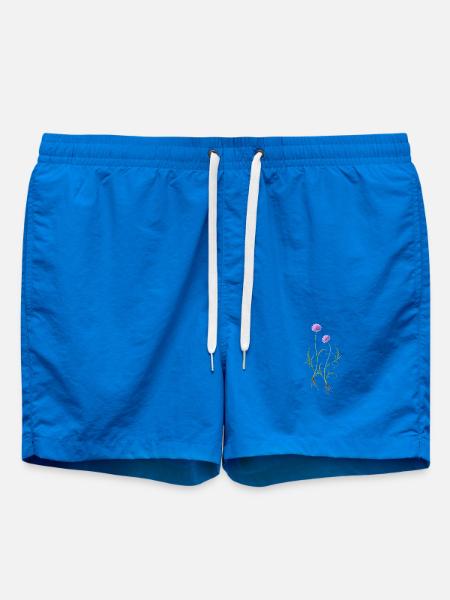 Meadow Flower Nature Illustration - Swim Trunks - cobalt blue