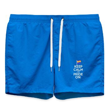 Keep Calm Pride On Rainbow Flag Design - Badeshorts - Cobalt blue - Vorne - AI Model Male 185 light (185cm)