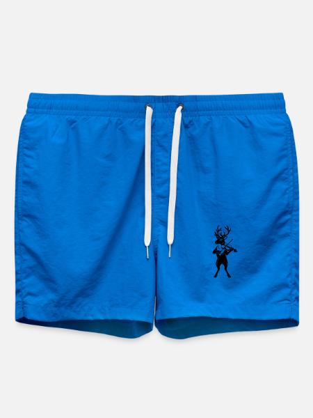Reindeer Playing Violin Cartoon Illustration - Swim Trunks - cobalt blue