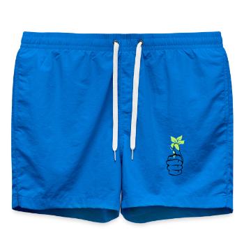 Une main avec des feuilles vertes sur le pouce - Short de bain - cobalt blue - Devant - AI Model Male 185 light (185cm)