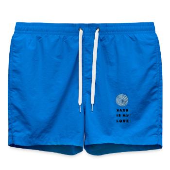 Yarn Is My Love – Blue Yarn – Crochet & Knitting - Swim Trunks - cobalt blue - Front - AI Model Male 185 light (185cm)