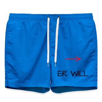 He wants bachelor party arrow - Swim Trunks - cobalt blue - Front