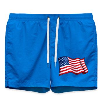 USA Flag Wave Motif - Swim Trunks - cobalt blue - Front