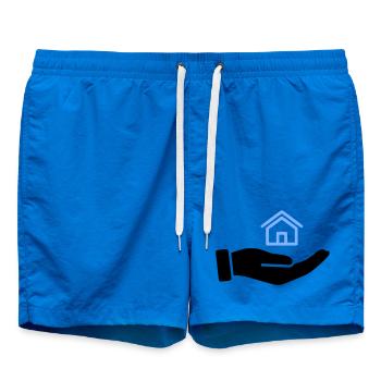 Hand hält Haus Immobilie - Badeshorts - Cobalt blue - Vorne