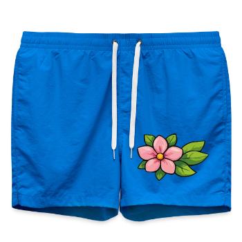 Fleur rose aux feuilles vertes - Short de bain - cobalt blue - Devant