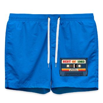 Best of 1983 – Retro Mixtape in Vintage Look - Swim Trunks - cobalt blue - Front