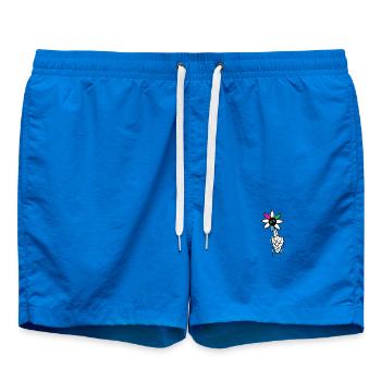 Vivid Flower Skull Illustration - Swim Trunks - cobalt blue - Front