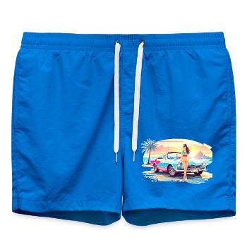 Girl with sports car 2 - Swim Trunks - cobalt blue - Front