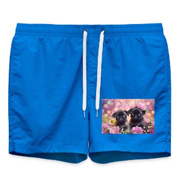 Small dogs with flower crown - Swim Trunks - cobalt blue - Front