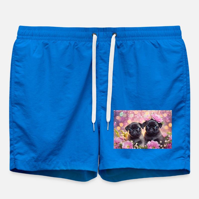 Petits chiens avec couronne de fleurs - Short de bain - cobalt blue
