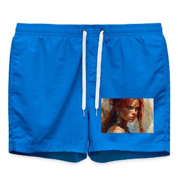 Poster Illustration Kriegerin Frau Rot Sonja - Badeshorts - Cobalt blue - Vorne